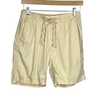 Onia Cream Linen Cotton High Rise Drawstring Shorts Size S